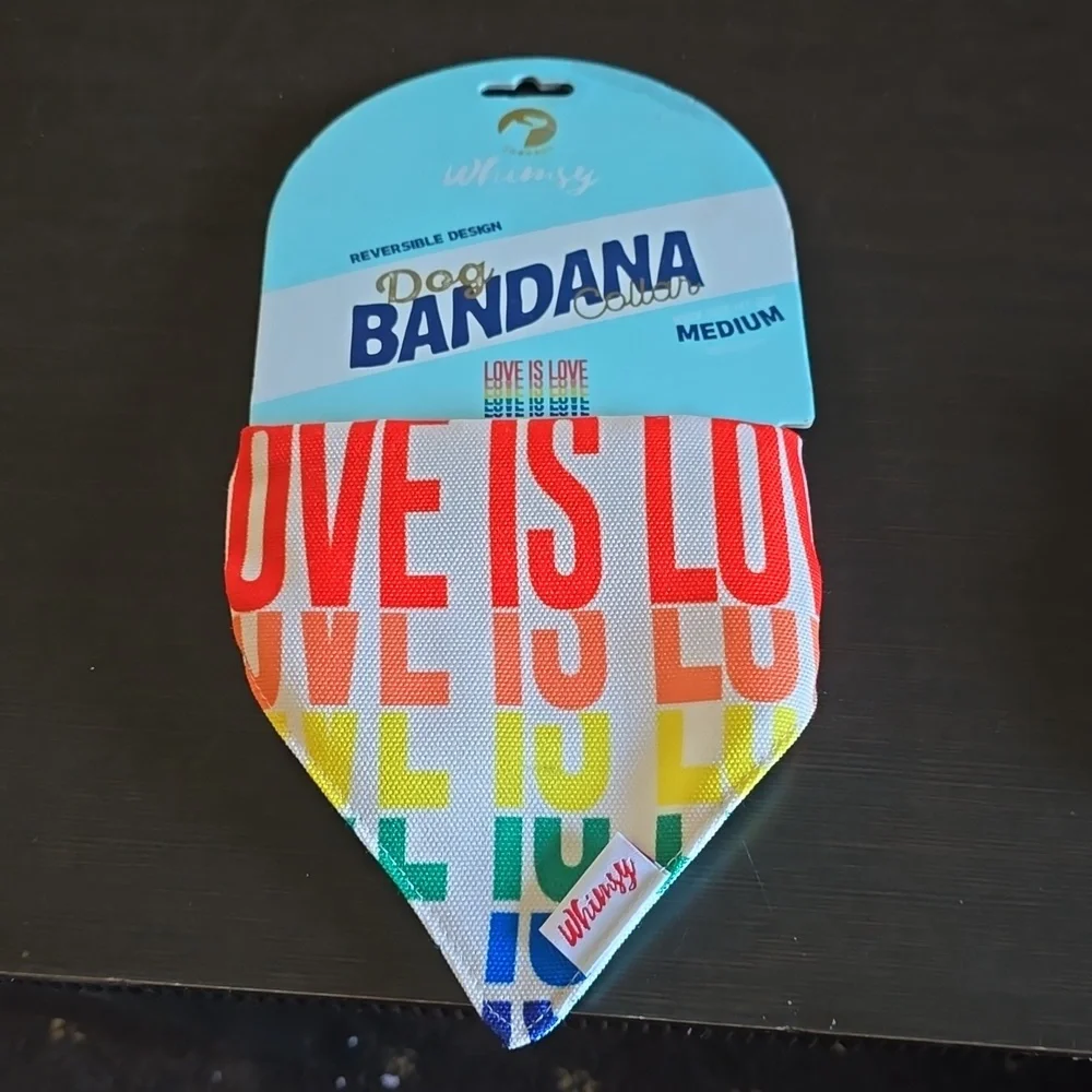 Whimsy Dog Bandana Collar‎ Size Medium Love is Love NWT